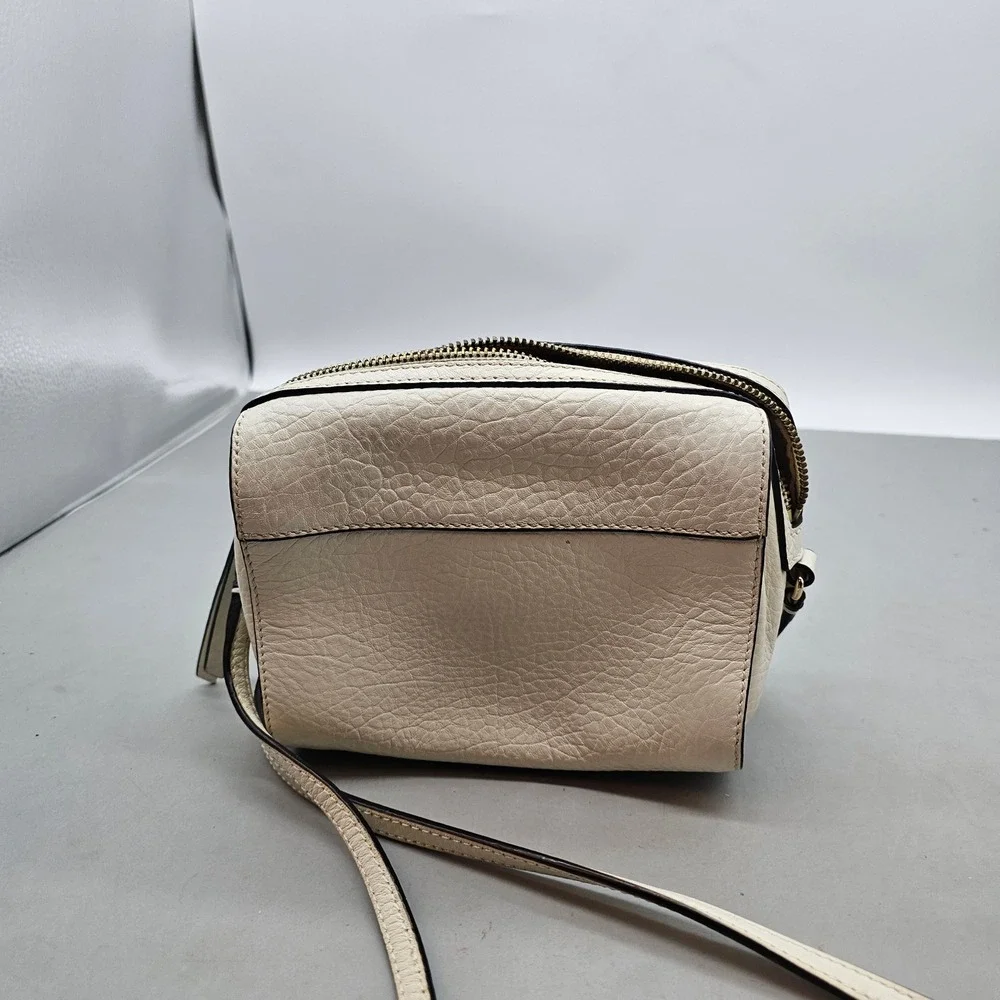 Kate Spade New York Cream Pebbled Leather Camera Crossbody Bag Gold Hardware